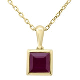 .90ct G SI 14K Yellow Gold Bezel Set Ruby Gemstone Pendant 18" Long