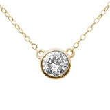 .45ct G SI 14K Yellow Gold Round Diamond Bezel Pendant 18" Long