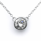<span style="color:purple">SPECIAL!</span>.40ct G SI 14K White Gold Round Diamond Bezel Pendant 18" Long