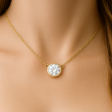 .45ct G SI 14K Yellow Gold Round Diamond Bezel Pendant 18" Long