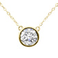 <span style="color:purple">SPECIAL!</span> .90ct G SI 14K Yellow Gold Round Diamond Bezel Pendant 18" Long