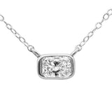 .31ct G SI 14K White Gold Bezel Set Radiant Cut Diamond Pendant 18" Long