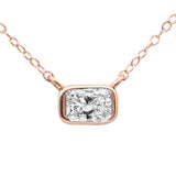 .31ct G SI 14K Rose Gold Bezel Set Radiant Cut Diamond Pendant 18" Long
