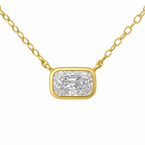 <span style="color:purple">SPECIAL!</span> .31ct G SI 14K Yellow Gold Bezel Set Radiant Cut Diamond Solitaire Pendant Necklace 18" Long