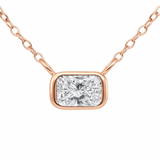 .31ct G SI 14K Rose Gold Bezel Set Radiant Cut Diamond Pendant 18" Long