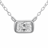 .31ct G SI 14K White Gold Bezel Set Radiant Cut Diamond Pendant 18" Long
