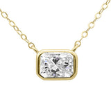 .56ct G SI 14K Yellow Gold Bezel Set Radiant Cut Diamond Pendant 18" Long