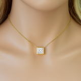 1.04ct G SI 14K Yellow Gold Princess Cut Diamond Pendant 18" Long