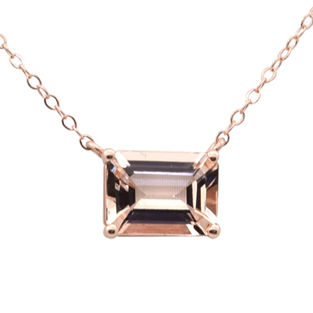 1.25ct G SI 14K Rose Gold Morganite Gemstone Pendant 18" Long