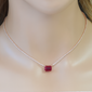 <span style="color:purple">SPECIAL!</span>2.50ct G SI 14K Rose Gold Diamond & Ruby Gemstone Tennis Necklace Pendant 16" Long