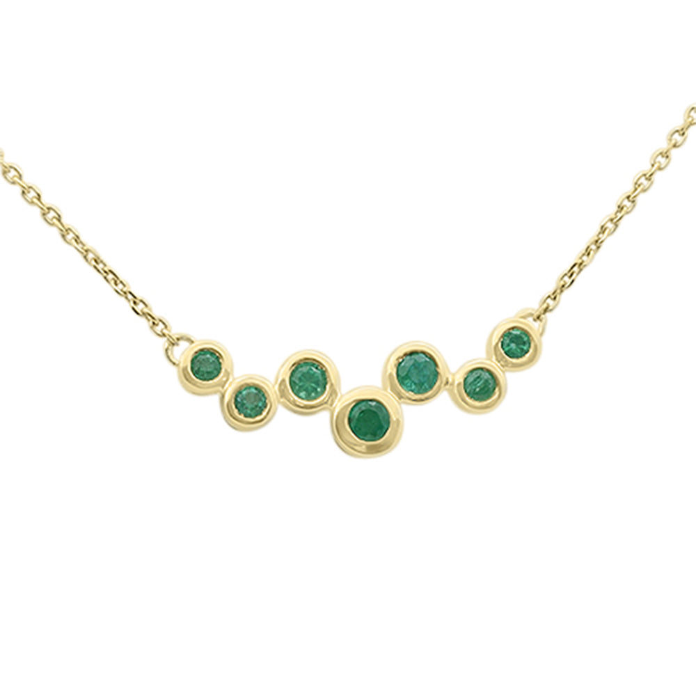 .23ct G SI 14K Yellow Gold Emerald Gemstone Bezel Bauble Pendant 18" Long