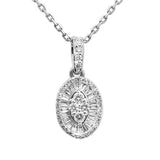 .25ct G SI 14K White Gold Diamond Oval Medallion Pendant 18" Long