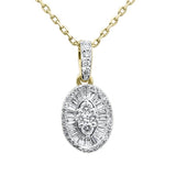 .25ct G SI 14K Yellow Gold Diamond Oval Medallion Pendant 18" Long