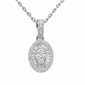 <span style="color:purple">SPECIAL!</span>.25ct G SI 14K White Gold Diamond Oval Medallion Pendant 18" Long