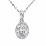 .25ct G SI 14K White Gold Diamond Oval Medallion Pendant 18" Long