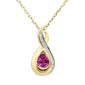 .47ct G SI 14K Yellow Gold Diamond & Pink Sapphire Gemstone Teardrop Pendant 18" Long
