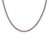 7.92ct G SI 14K White Gold Diamond & Pink Sapphire Gemstone Pendant Tennis Necklace 16" Long