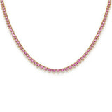 <span style="color:purple">SPECIAL!</span> 8.63ct G SI 14K Yellow Gold Diamond & Pink Sapphire Tennis Necklace 16" Long