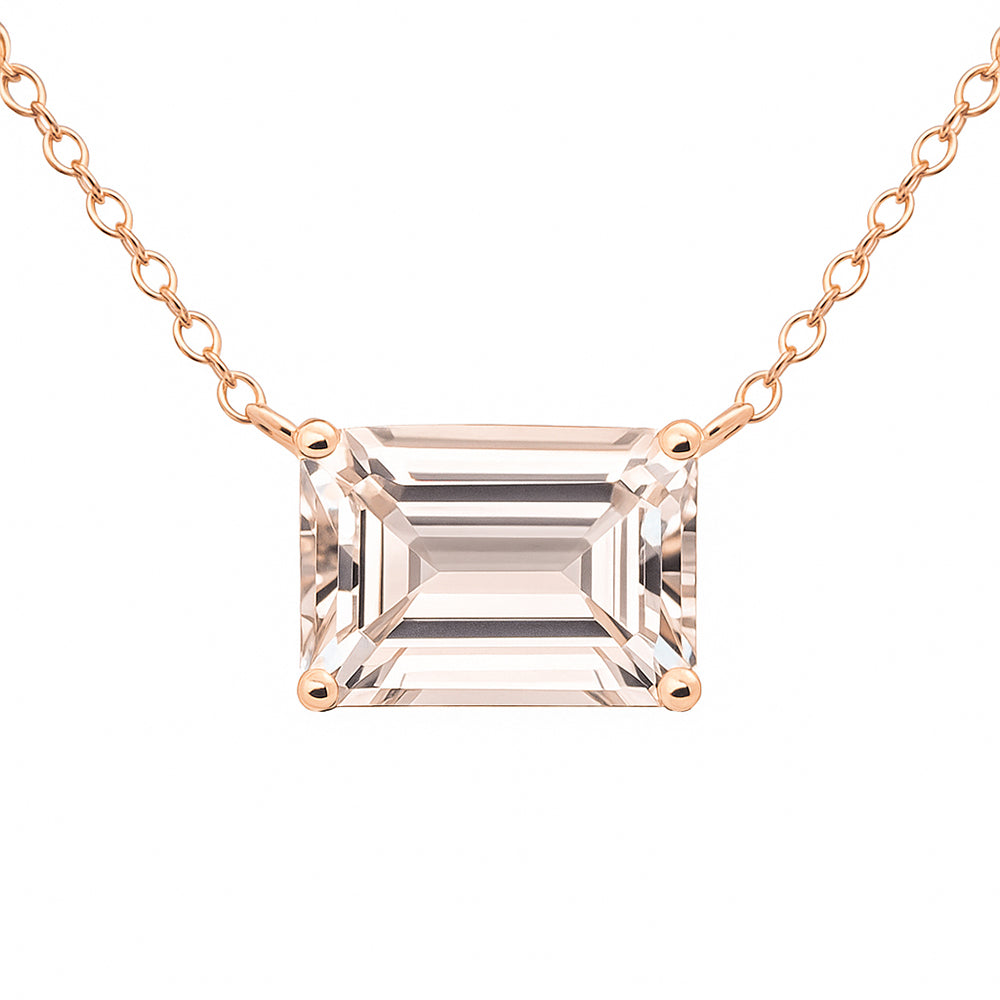 2.11ct G SI 14K Rose Gold Natural Morganite Gemstone Soliatire Pendant 18" Long