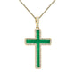 <span style="color:purple">SPECIAL!</span>1.09ct G SI 14K Yellow Gold Diamond & Emerald Gemstone Cross Pendant 18" Long