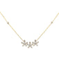 <span style="color:purple">SPECIAL!</span>.39ct G SI 14K Yellow Gold Diamond Three Flower Diamond Pendant Necklace 18" Long