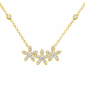 <span style="color:purple">SPECIAL!</span>.39ct G SI 14K Yellow Gold Diamond Three Flower Diamond Pendant Necklace 18" Long