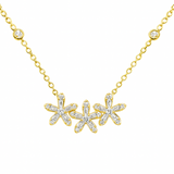 <span style="color:purple">¡ESPECIAL!</span>.39ct G SI Collar con Colgante de Tres Flores de Diamantes en Oro Amarillo de 14K, 18" de Largo