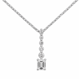 .31ct G SI 14K White Gold  Radiant Cut Diamond Drop Journey Solitiare Pendant 18" Long