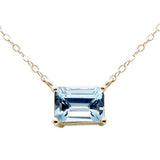 .76ct G SI 14K Yellow Gold Aquamarine Gemstone Solitaire Pendant Necklace 18" Long