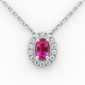 <span style="color:purple">SPECIAL!</span> .79ct G SI 14K White Gold Diamond & Pink Sapphire Pendant Necklace 18" Long Chain