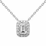 .68ct G SI 14K White Gold Diamond Emerald Cut Pendant Necklace 18" Long Chain