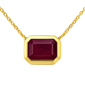 <span style="color:purple">SPECIAL!</span> 1.12ct G SI 14K Yellow Gold Ruby Gemstone Bezel Set Pendant Necklace 18" Long Chain