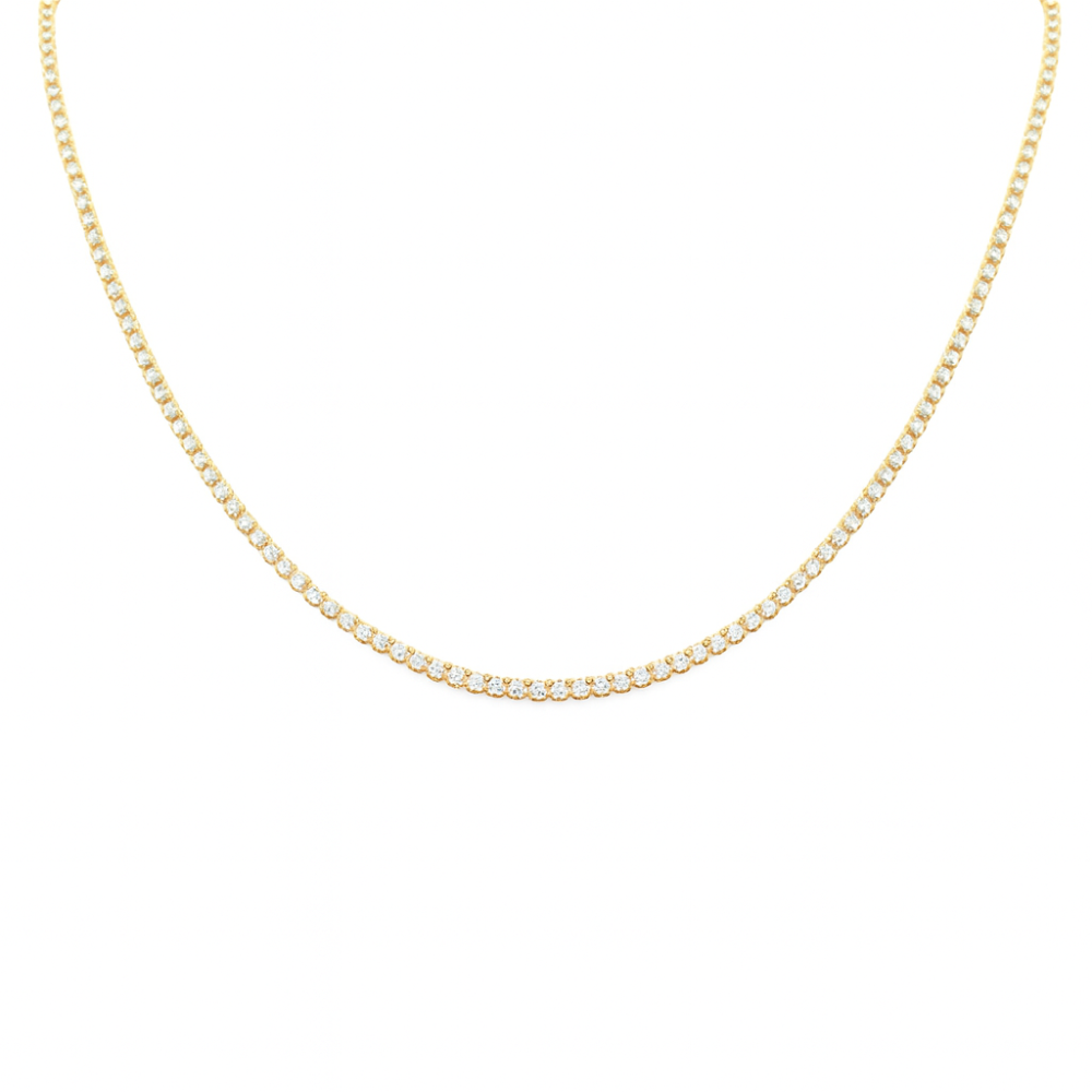3.01ct G SI 14K Yellow Gold Diamond Elegant Tennis Necklace 18" Long