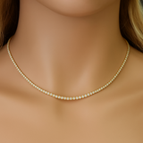 3.01ct G SI 14K Yellow Gold Diamond Elegant Tennis Necklace 18" Long
