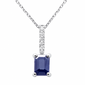 <span style="color:purple">SPECIAL!</span> 1.02ct G SI 14K White Gold Diamond & Blue Sapphire Gemstone Pendant Necklace 18" Chain