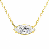 .60ct G SI 14K Yellow Gold Marquise Cut Diamond Solitaire Pendant Necklace 18" Long