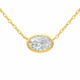 <span style="color:purple">SPECIAL!</span> .41ct G SI 14K Yellow Gold Bezel Oval Cut Diamond Solitaire Pendant Necklace 18" Long