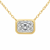 .71ct G SI 14K Yellow Gold Bezel Set Radiant Cut Diamond Solitaire Pendant Necklace  18" Long
