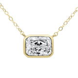 1.02ct G SI 14K Yellow Gold Radiant Cut Diamond Solitaire Pendant Necklace  18" Long
