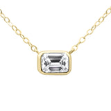 .32ct G SI 14K Yellow Gold Emerald Cut Diamond Solitaire Pendant Necklace 18" Long