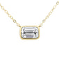 <span style="color:purple">SPECIAL!</span>.71ct G SI 14K Yellow Gold Emerald Cut Diamond Solitaire Pendant Necklace 18" Long