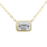 <span style="color:purple">SPECIAL!</span> .71ct G SI 14K Yellow Gold Emerald Cut Diamond Solitaire Pendant Necklace 18" Long