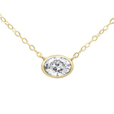.30ct G SI 14K Yellow Gold Diamond Oval Cut Solitaire Pendant Necklace 18" Long