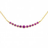 Collar con colgante de barra con zafiro rosa y gema de oro amarillo de 14K, 0,33 ct, G SI, 45,72 cm de largo