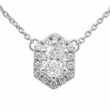 .53ct G SI 14K White Gold Diamond Oval Shape Pendant Necklace 16+2" Ext. Long