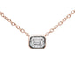 .16ct G SI 14K Rose Gold Emerald Cut Bezel Set Diamond Pendant Necklace 18" Long