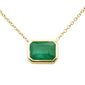 <span style="color:purple">SPECIAL!</span> 1.32ct G SI 14K Yellow Gold Emerald Gemstone Bezel Set Pendant Necklace 18" Long