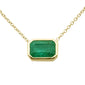<span style="color:purple">SPECIAL!</span> .83ct G SI 14K Yellow Gold Emerald Gemstone Bezel Set Pendant 18" Long