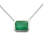 <span style="color:purple">SPECIAL!</span> .94ct G SI 14K White Gold Emerald Gemstone Bezel Set Pendant Necklace 18" Long