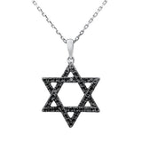 .35ct G SI 14kt White Gold Black Diamond Star of David Pendant Necklace 18" long